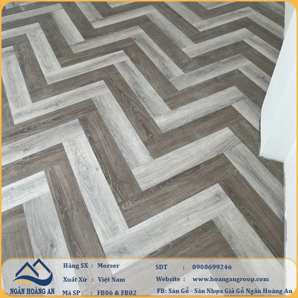 Sàn Nhựa Giả Gỗ Hèm Khóa Morser Xương Cá 4mm FB02
